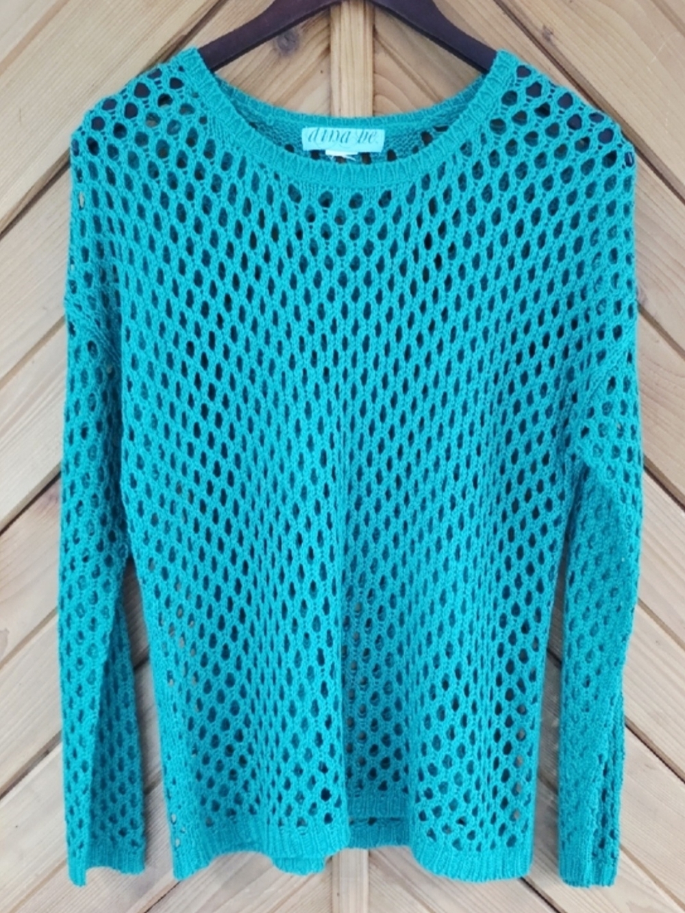 Kelly Green Open-Weave Crewneck Sweater